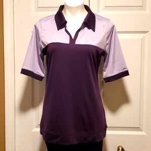 NWT Reebok Women's Slim Fit Plum Athletic Short Sleeve Golf Shirt - Large